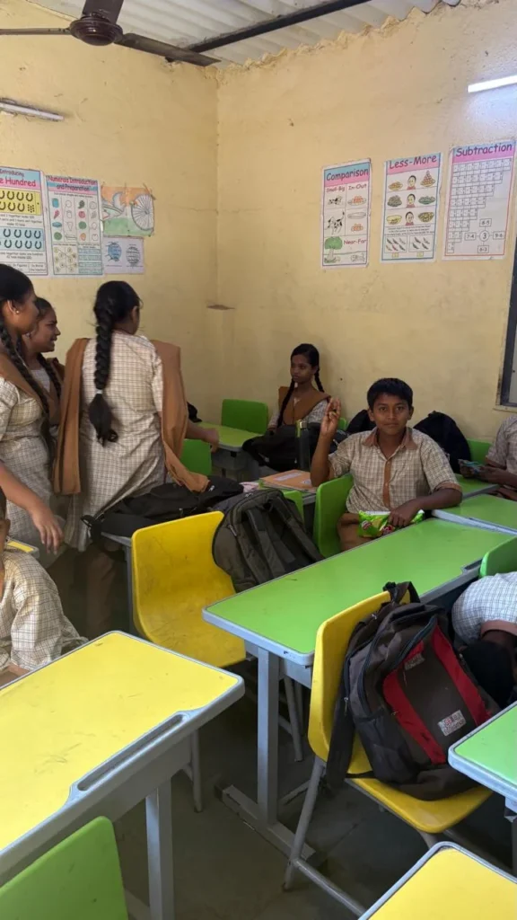 Students in a classroom during a B-Sociall school visit